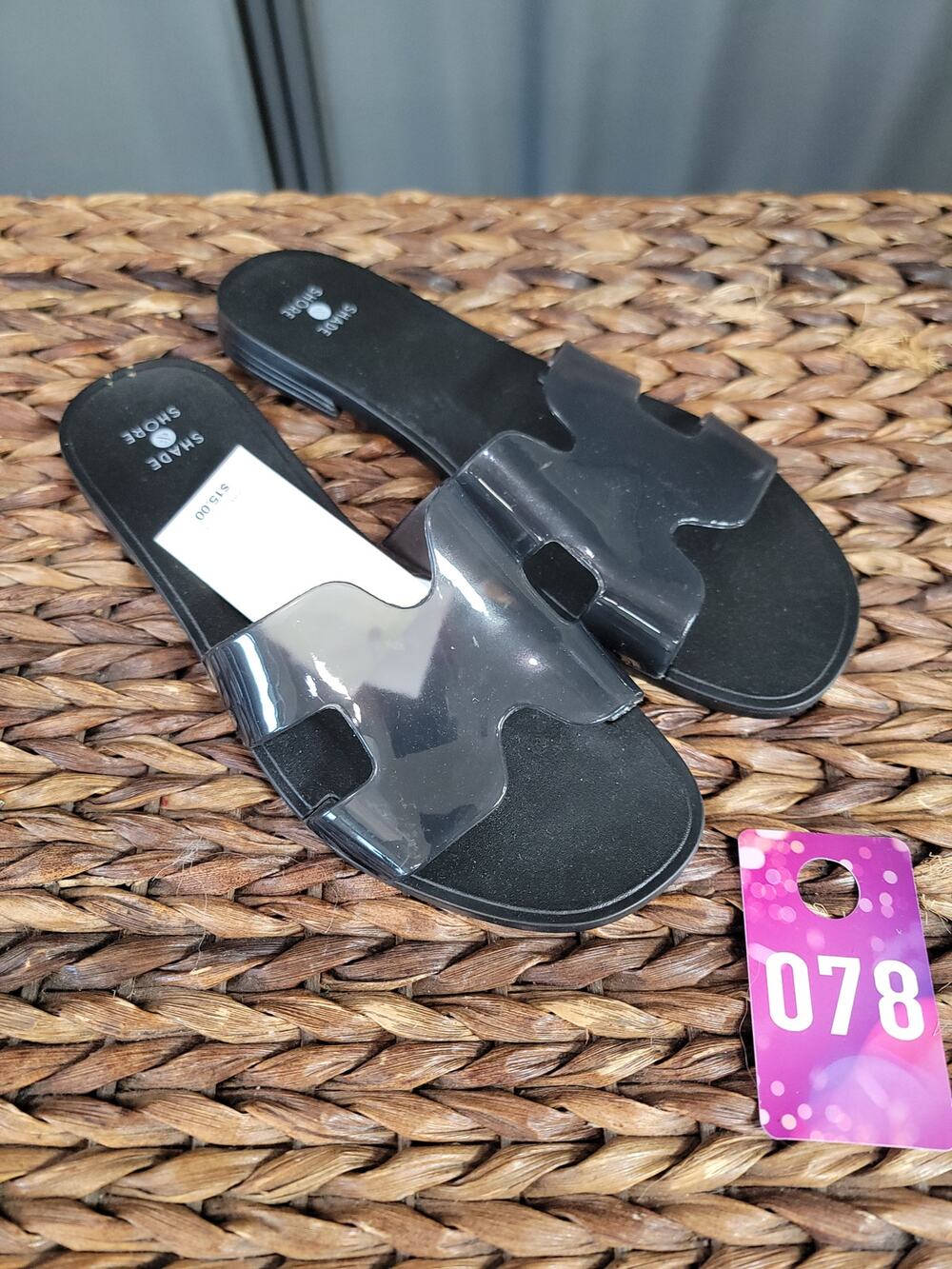 Shade Shore Bonnie Jelly Women's 8 Black Slip-On Casual Open Toe Slide Sandals
